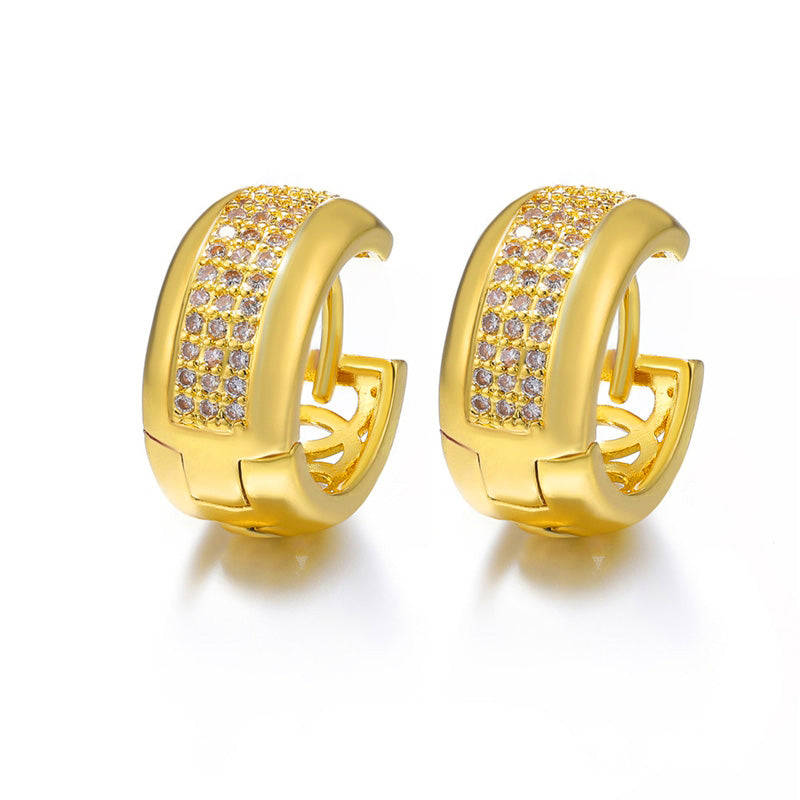 1 Pair Classic Style Round Plating Inlay Copper Zircon 18k Gold Plated Earrings