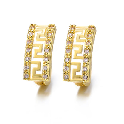 1 Pair Classic Style Round Plating Inlay Copper Zircon 18k Gold Plated Earrings