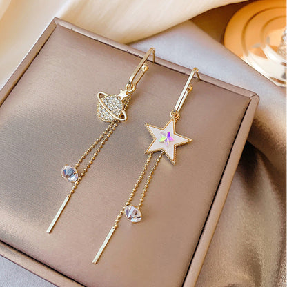 1 Pair Simple Style Star Inlay Alloy Rhinestones Drop Earrings