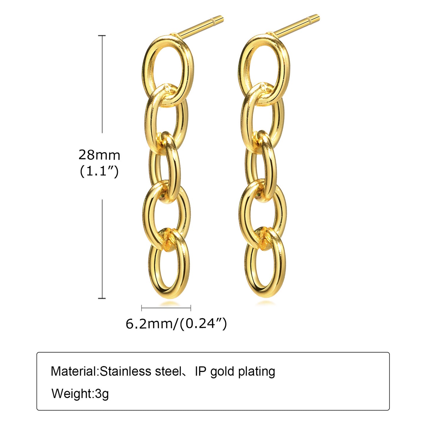 1 Pair Streetwear Geometric Plating Stainless Steel Drop Earrings