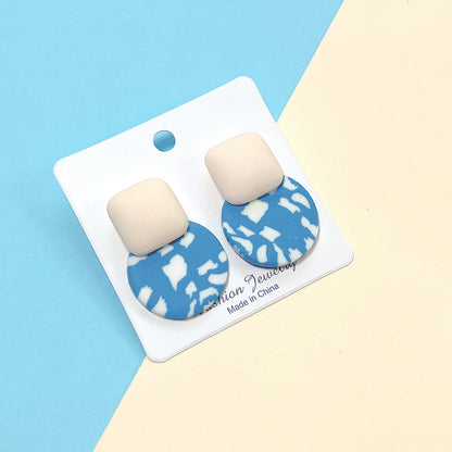 1 Pair Lady Simple Style Round Color Block Leopard Soft Clay Earrings