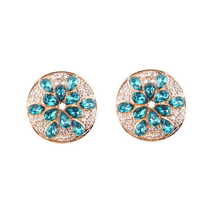 1 Pair Simple Style Color Block Plating Inlay Alloy Rhinestones Gold Plated Ear Studs