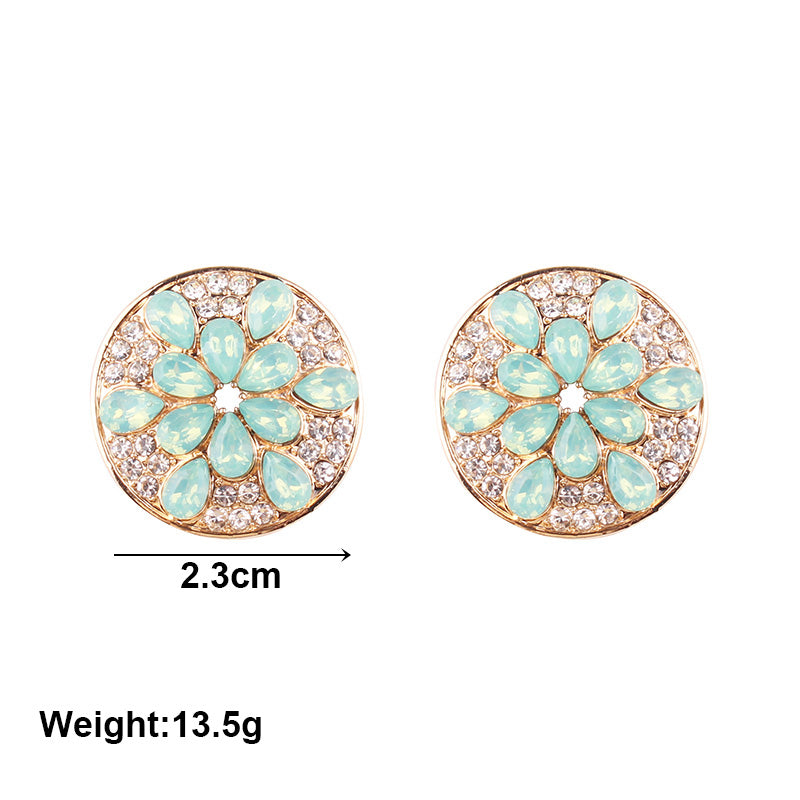 1 Pair Simple Style Color Block Plating Inlay Alloy Rhinestones Gold Plated Ear Studs