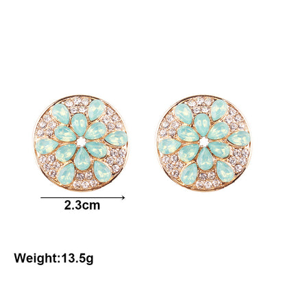 1 Pair Simple Style Color Block Plating Inlay Alloy Rhinestones Gold Plated Ear Studs