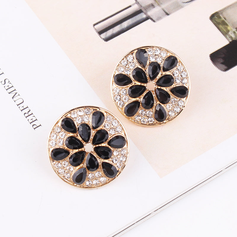 1 Pair Simple Style Color Block Plating Inlay Alloy Rhinestones Gold Plated Ear Studs