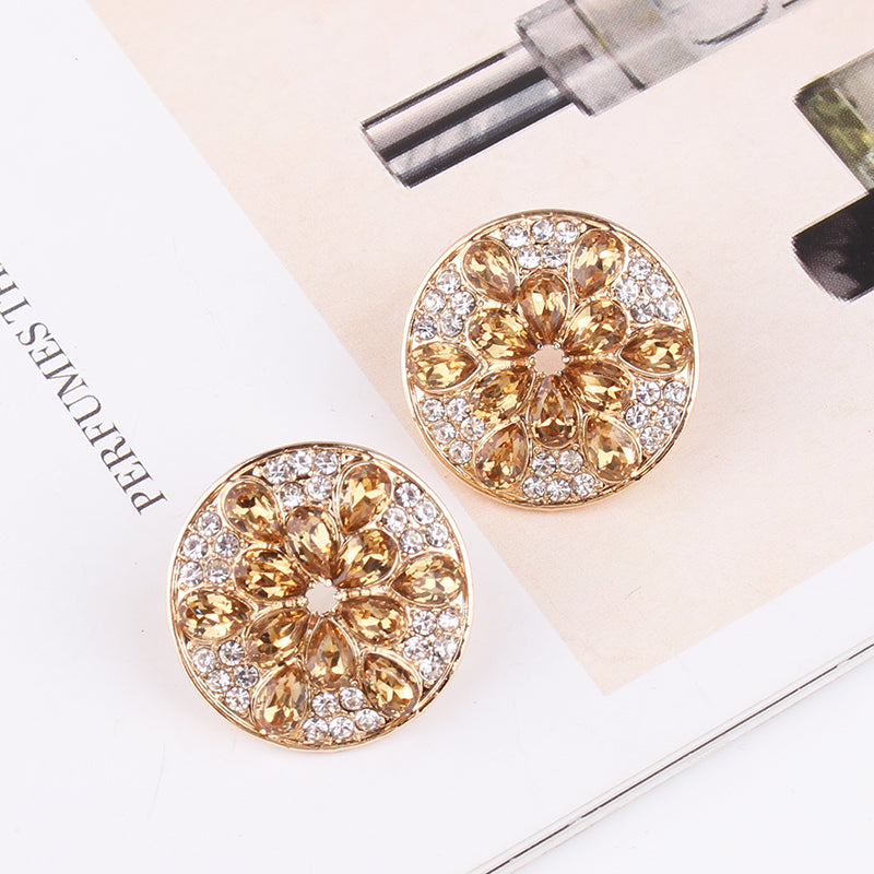 1 Pair Simple Style Color Block Plating Inlay Alloy Rhinestones Gold Plated Ear Studs