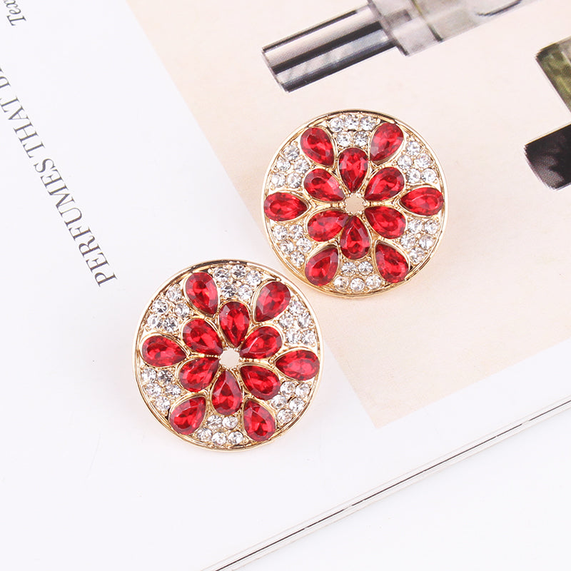 1 Pair Simple Style Color Block Plating Inlay Alloy Rhinestones Gold Plated Ear Studs