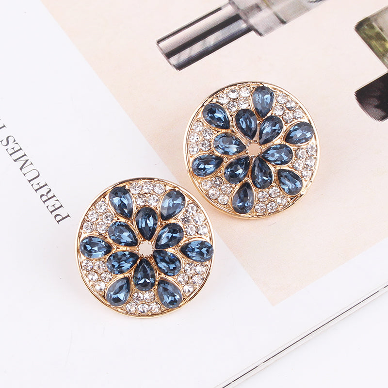 1 Pair Simple Style Color Block Plating Inlay Alloy Rhinestones Gold Plated Ear Studs