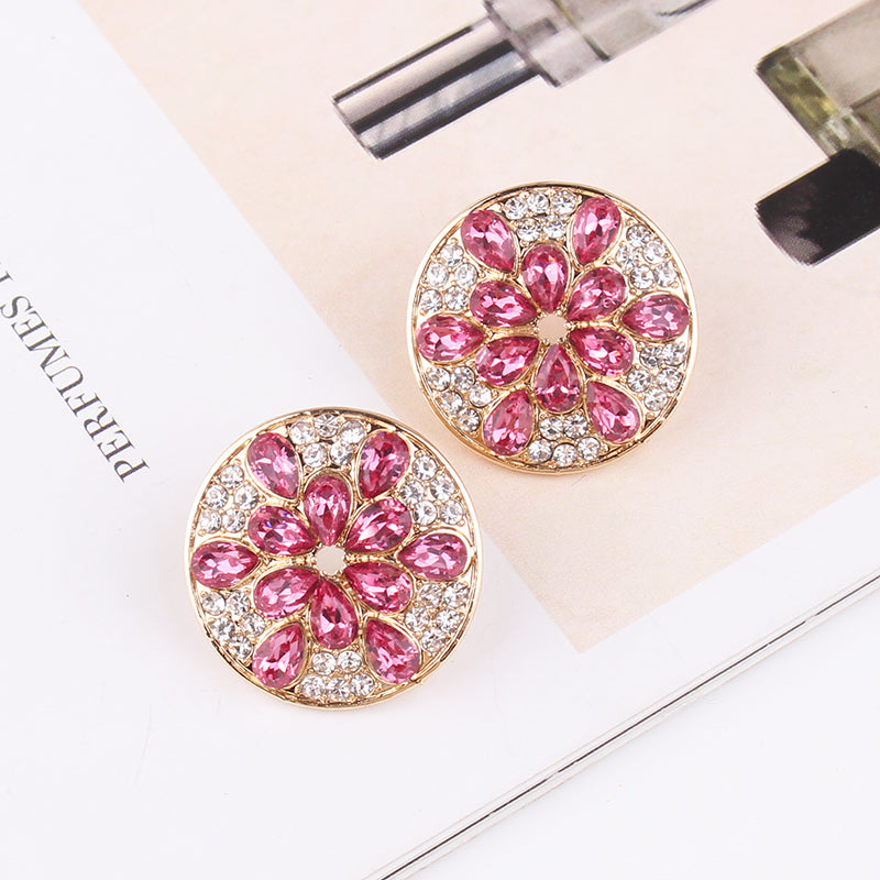 1 Pair Simple Style Color Block Plating Inlay Alloy Rhinestones Gold Plated Ear Studs