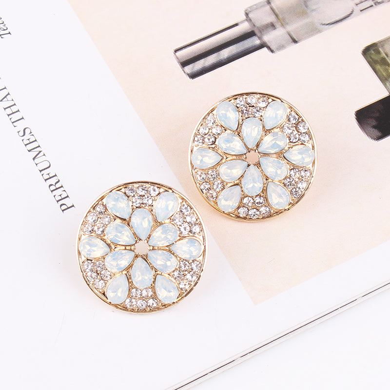 1 Pair Simple Style Color Block Plating Inlay Alloy Rhinestones Gold Plated Ear Studs