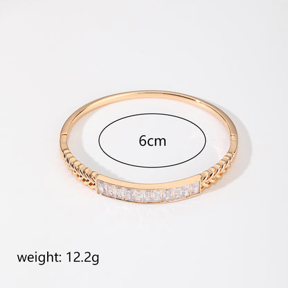 Vintage Style Simple Style Roman Style Geometric Zircon Alloy Wholesale Bangle