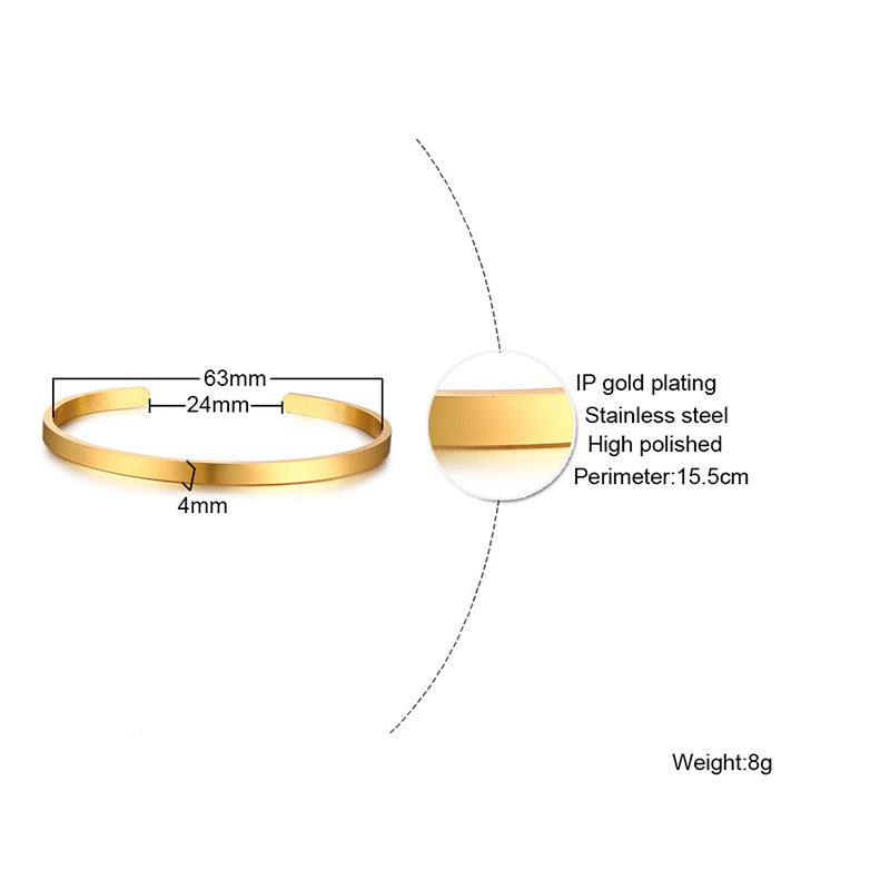 Elegant Lady Simple Style Solid Color Stainless Steel 18k Gold Plated Bangle In Bulk