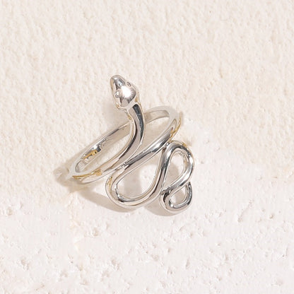 Cute Sweet Simple Style Snake Copper 14k Gold Plated White Gold Plated Zircon Open Rings In Bulk