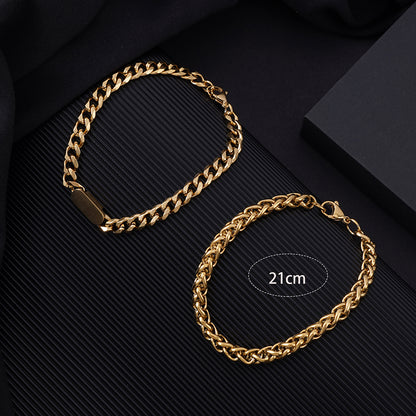 Classic Style Streetwear Solid Color Stainless Steel Plating 18k Gold Plated Men's Bracelets