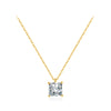 Ig Style Elegant Simple Style Square Sterling Silver Plating Inlay Zircon 14k Gold Plated Rhodium Plated Solitaire Necklace