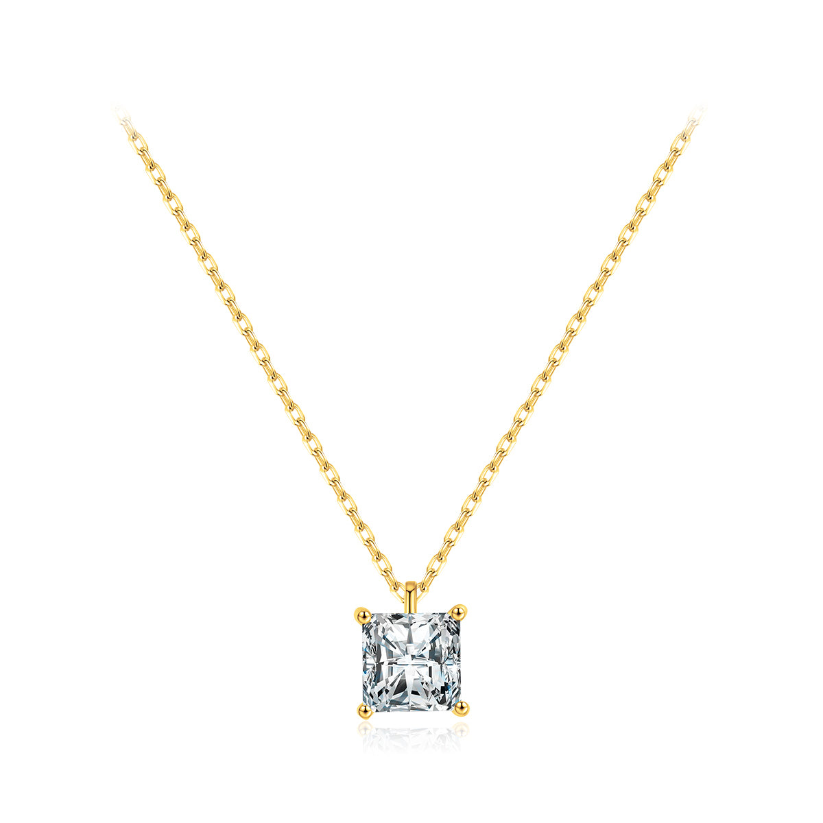 Ig Style Elegant Simple Style Square Sterling Silver Plating Inlay Zircon 14k Gold Plated Rhodium Plated Solitaire Necklace