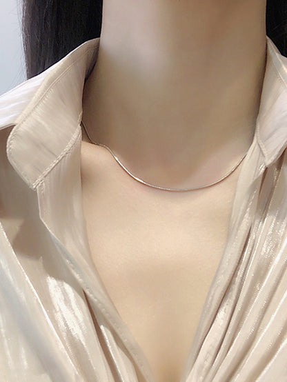 Simple Style Solid Color Stainless Steel Necklace