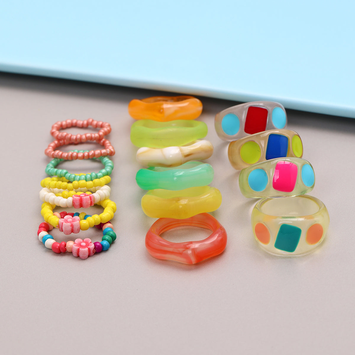 Sweet Solid Color Resin Wholesale Rings