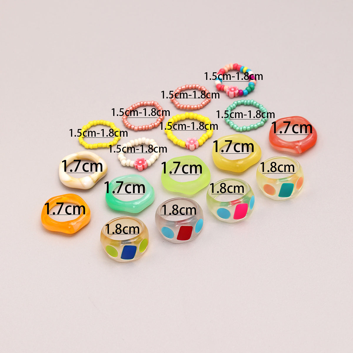 Sweet Solid Color Resin Wholesale Rings