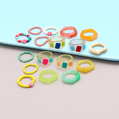 Sweet Solid Color Resin Wholesale Rings