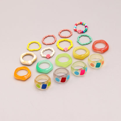 Sweet Solid Color Resin Wholesale Rings