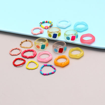 Sweet Solid Color Resin Wholesale Rings