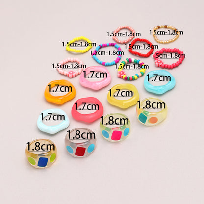 Sweet Solid Color Resin Wholesale Rings