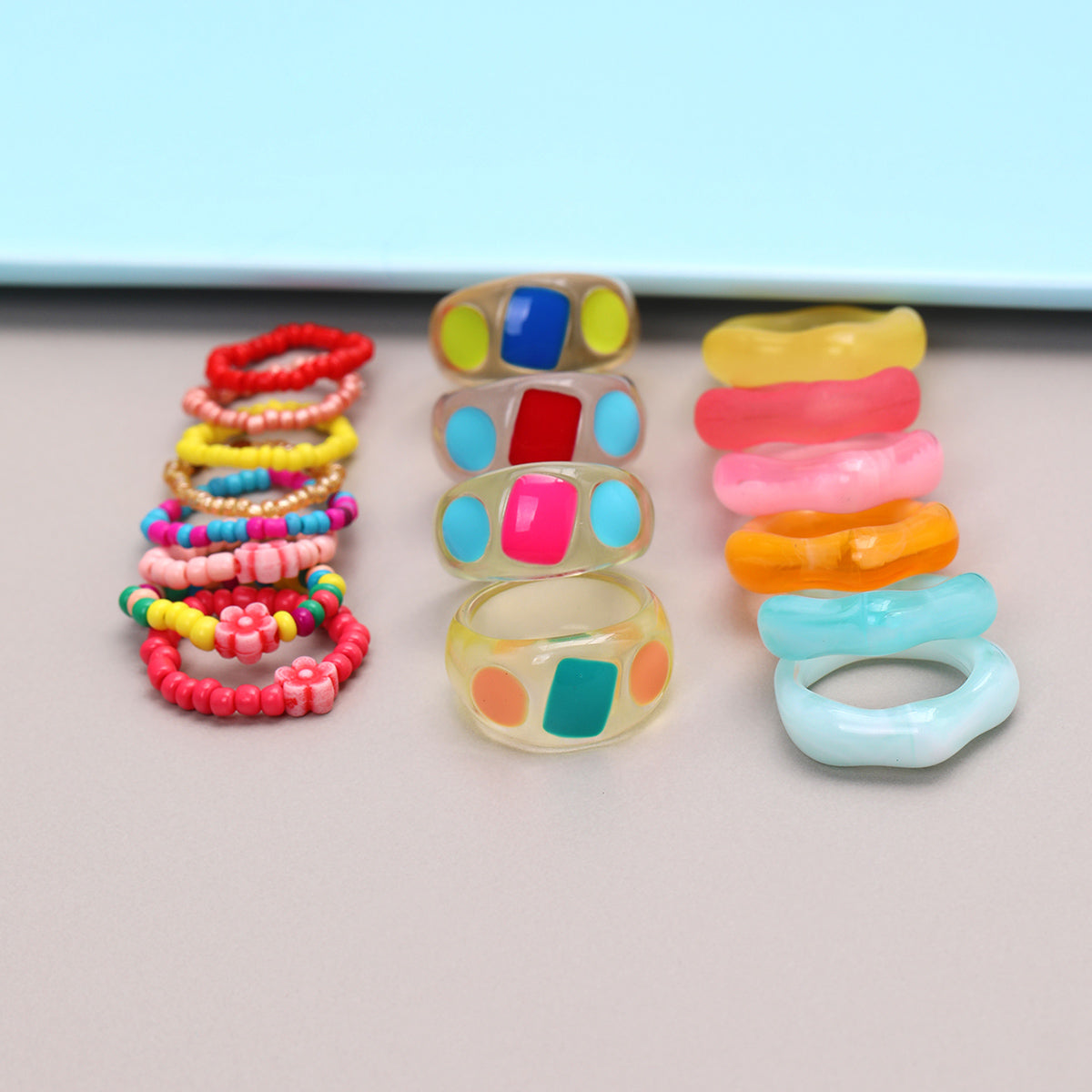 Sweet Solid Color Resin Wholesale Rings