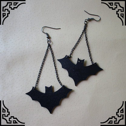 Wholesale Jewelry Retro Bat Pu Leather Earrings Necklace