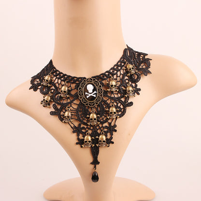 Punk Skull Alloy Lace Halloween Women's Choker