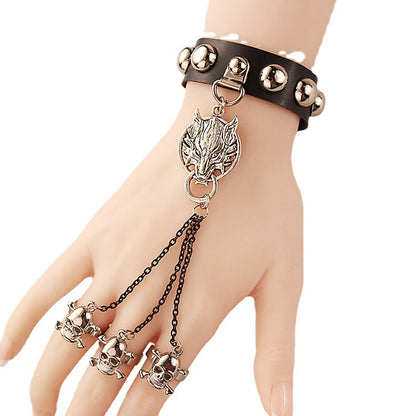 Gothic Punk Animal Skull Pu Leather Alloy Wholesale Bracelets