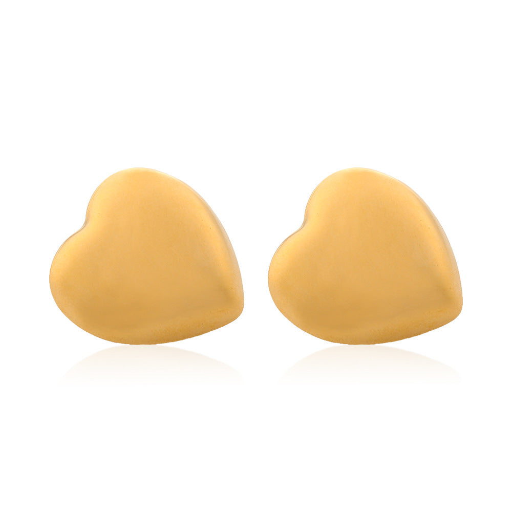 1 Pair Simple Style Heart Shape Plating Stainless Steel Gold Plated Ear Studs