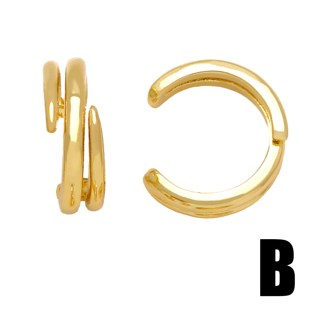 1 Pair Simple Style Streetwear Geometric Plating Copper 18k Gold Plated Ear Cuffs