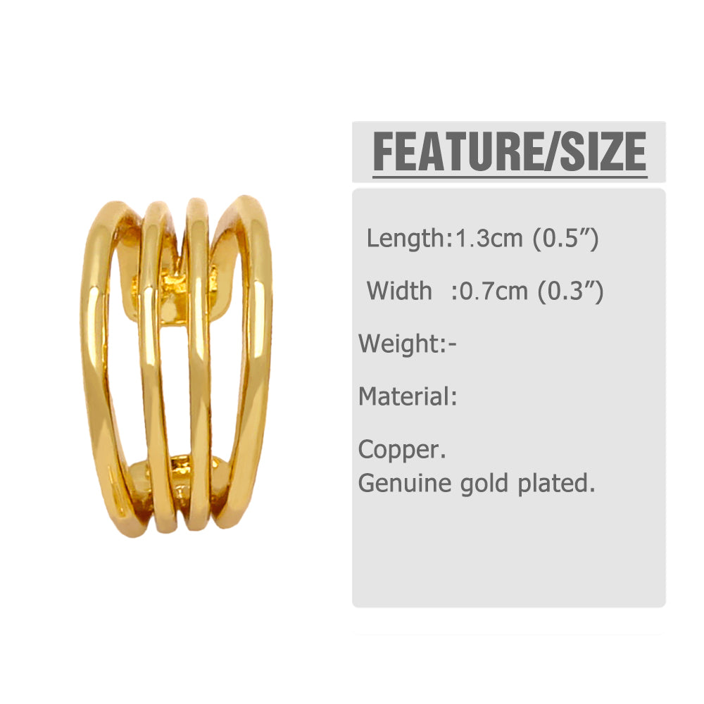 1 Pair Simple Style Streetwear Geometric Plating Copper 18k Gold Plated Ear Cuffs