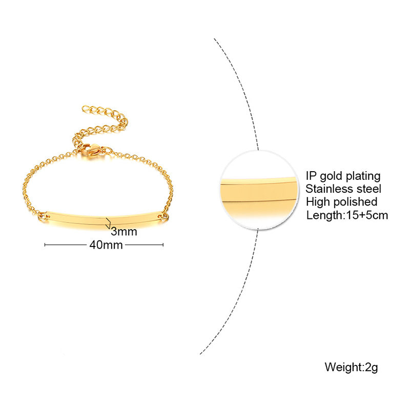 Ig Style Simple Style Rectangle Stainless Steel Polishing Plating 18k Gold Plated Bracelets