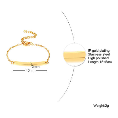 Ig Style Simple Style Rectangle Stainless Steel Polishing Plating 18k Gold Plated Bracelets