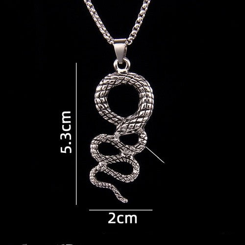 201 Stainless Steel Zinc Alloy Hip-Hop Retro Patchwork Snake Pendant Necklace