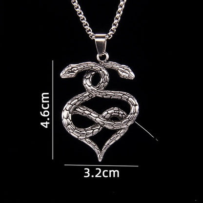 201 Stainless Steel Zinc Alloy Hip-Hop Retro Patchwork Snake Pendant Necklace