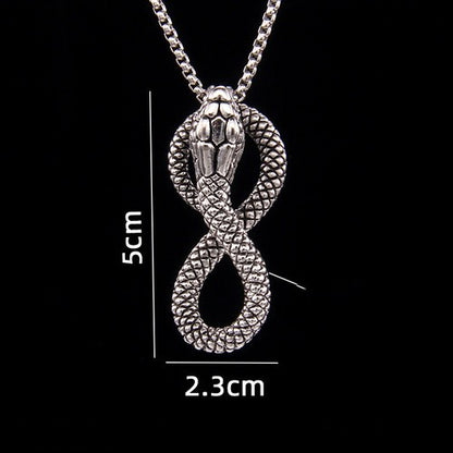 201 Stainless Steel Zinc Alloy Hip-Hop Retro Patchwork Snake Pendant Necklace