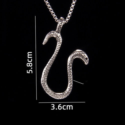 201 Stainless Steel Zinc Alloy Hip-Hop Retro Patchwork Snake Pendant Necklace