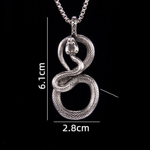 201 Stainless Steel Zinc Alloy Hip-Hop Retro Patchwork Snake Pendant Necklace