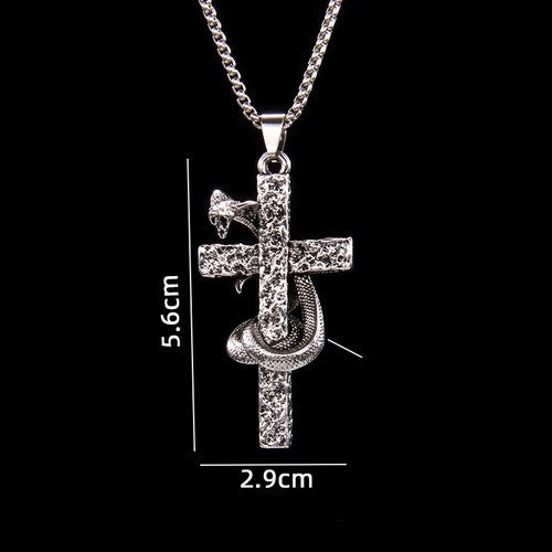 201 Stainless Steel Zinc Alloy Hip-Hop Retro Patchwork Snake Pendant Necklace