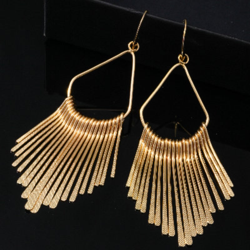 1 Pair Vintage Style Ethnic Style Water Droplets Tassel Plating Hollow Out Iron Rose Gold Plated Gold Plated Ear Hook