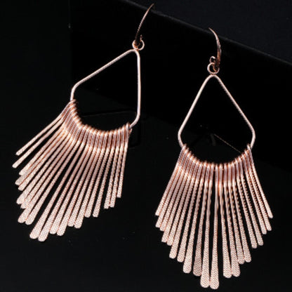 1 Pair Vintage Style Ethnic Style Water Droplets Tassel Plating Hollow Out Iron Rose Gold Plated Gold Plated Ear Hook