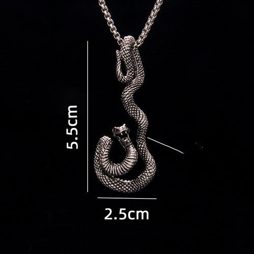 201 Stainless Steel Zinc Alloy Hip-Hop Retro Patchwork Snake Pendant Necklace