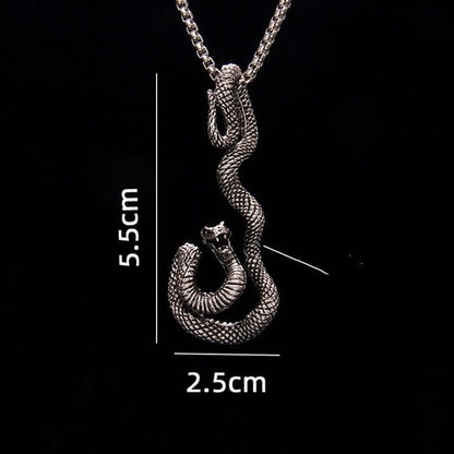 201 Stainless Steel Zinc Alloy Hip-Hop Retro Patchwork Snake Pendant Necklace