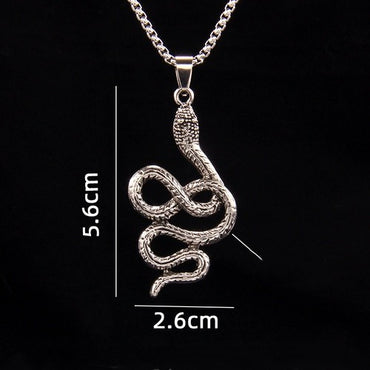 201 Stainless Steel Zinc Alloy Hip-Hop Retro Patchwork Snake Pendant Necklace