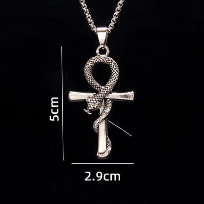 201 Stainless Steel Zinc Alloy Hip-Hop Retro Patchwork Snake Pendant Necklace