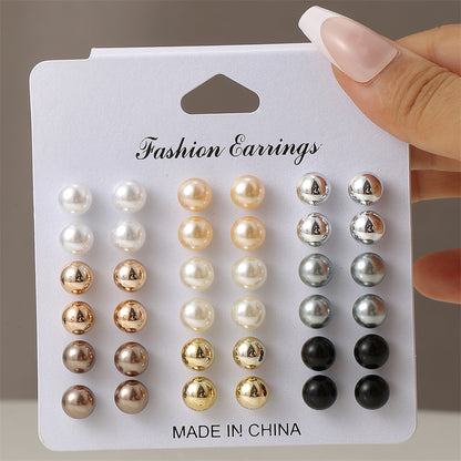 1 Set Simple Style Korean Style Pentagram Pearl Flower Inlay Alloy Artificial Pearls Artificial Diamond Ear Studs