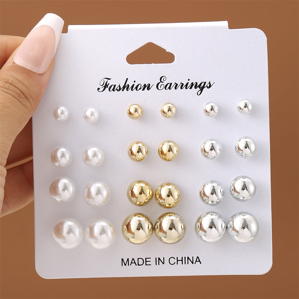 1 Set Simple Style Korean Style Pentagram Pearl Flower Inlay Alloy Artificial Pearls Artificial Diamond Ear Studs